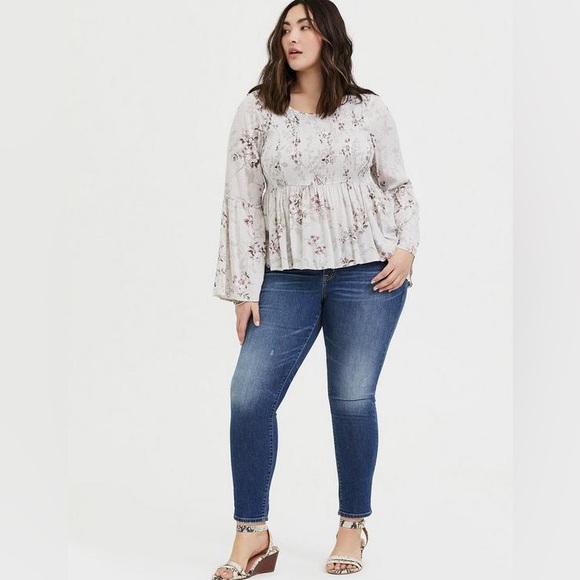 Torrid Victorian Babydoll Crinkle Gauze Midi Top Blouse Floral Ivory Plus Size 3 - Picture 16 of 16